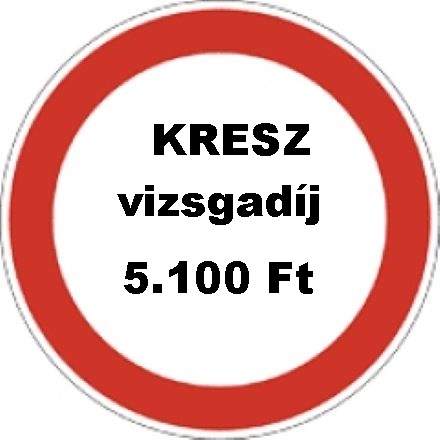KRESZ vizsgadíj 5.100 Ft